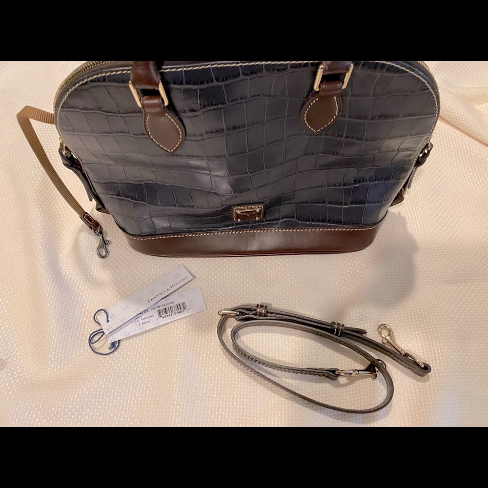 Dooney & Bourke Blue Croco ZipZip Satchel